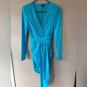 SHEIN Vibrant Blue Long Sleeve Dress
